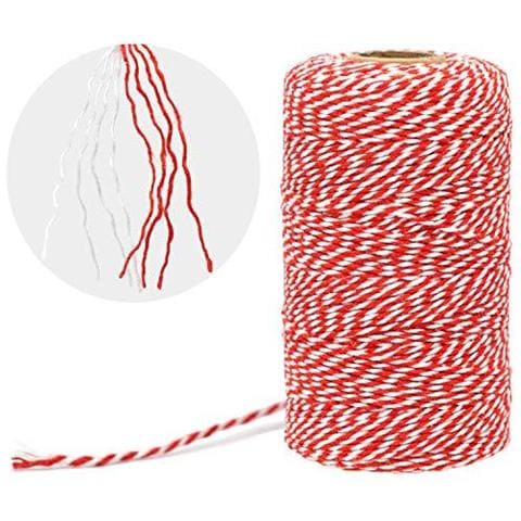 200m Rosso E Bianco String Spago Artigianato Filetto Del Cotone Durevole Spago Perfetto Per Cottura Macellerie Fai Da Te E Arti Mestieri Fatti A Mano - Foto 4