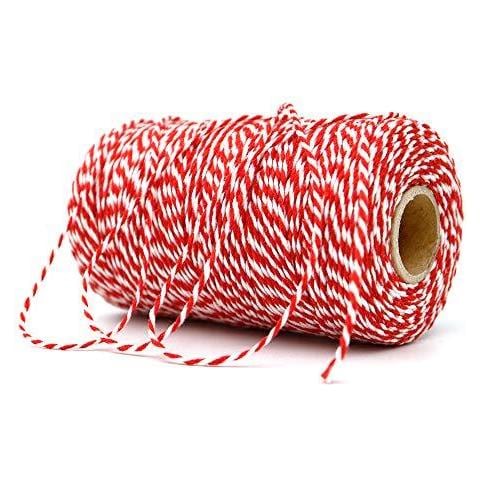 200m Rosso E Bianco String Spago Artigianato Filetto Del Cotone Durevole Spago Perfetto Per Cottura Macellerie Fai Da Te E Arti Mestieri Fatti A Mano - Foto 2