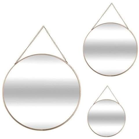 Acdeco Set Di 3 Specchi A Catena Rotondi In Metallo - Oro - Ø 26 Cm - Foto 1