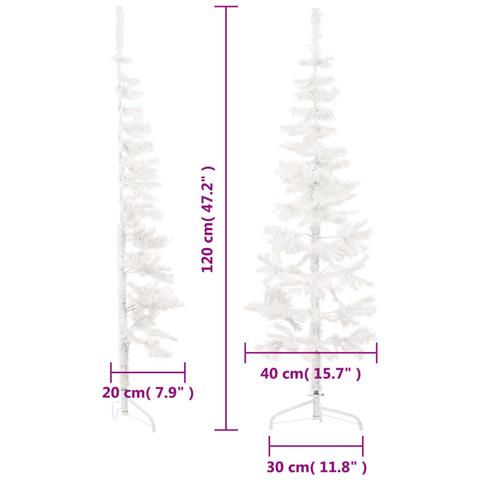 Albero Natale Artificiale Sottile A Metà Supporto Bianco 120 Cm - Foto 2