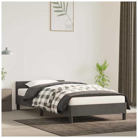 Giroletto senza Materasso Grigio Scuro 90x200 cm Velluto - Foto 2