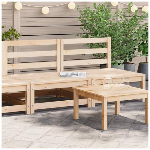 Divano Da Giardino Senza Braccioli In Massello Di Pino - 70x70x67 Cm, Design A Doghe Modulare, Per Terrazza Ed Esterno