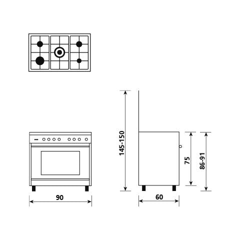 Cucina Elettrica ST965MWH 5 Zone a Gas Forno Elettrico Multifunzione Ventilato Classe A+ Dimensioni 90 x 60 cm Colore Acciaio Inox Serie Specialista - Foto 4