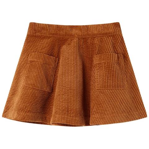 Gonna Da Bambina Con Tasche A Coste Cognac 92 - Foto 1