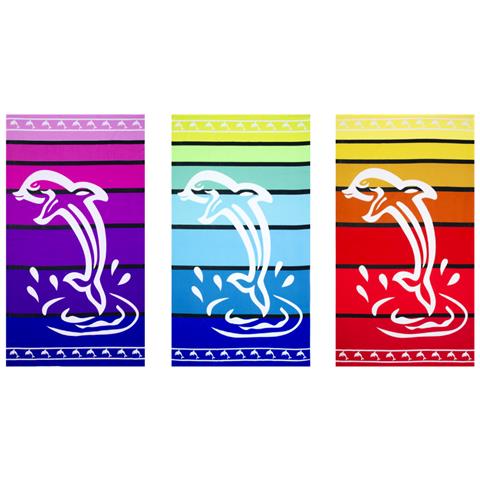Telo Mare Grande 100x160 Jacquard Spugna Asciugamano Spiaggia Maui Dolphin Telo Mare Arancio - Foto 2