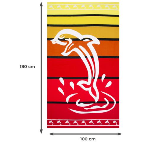 Telo Mare Grande 100x160 Jacquard Spugna Asciugamano Spiaggia Maui Dolphin Telo Mare Arancio - Foto 5