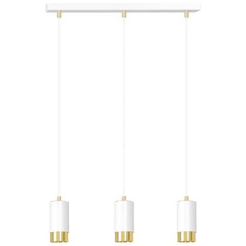 Lampada A Sospensione Fumiko - Bianco, Oro - Acciaio Verniciato A Polvere - 45x100x6 Cm - Foto 1