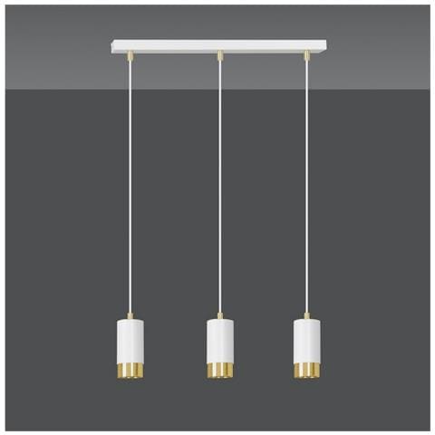 Lampada A Sospensione Fumiko - Bianco, Oro - Acciaio Verniciato A Polvere - 45x100x6 Cm - Foto 2