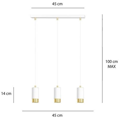 Lampada A Sospensione Fumiko - Bianco, Oro - Acciaio Verniciato A Polvere - 45x100x6 Cm - Foto 8