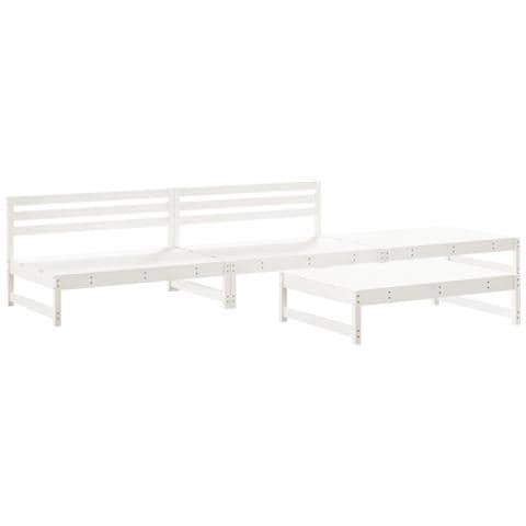 Set Salotto Da Giardino 4 Pz Bianco In Legno Massello Di Pino - Foto 1