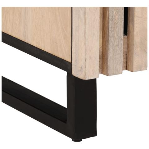 Comodino 40x34x46 cm in Legno Massello di Mango Sbiancato - Foto 2