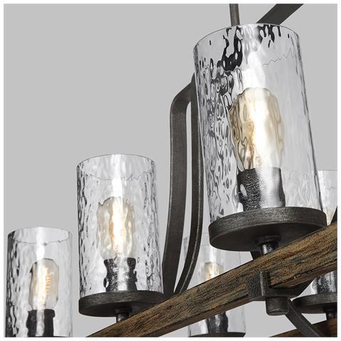 Lampadario Industrial Angelo Acciaio Anticato Metallo Vetro Grigio 8 Luci E27 - Foto 2