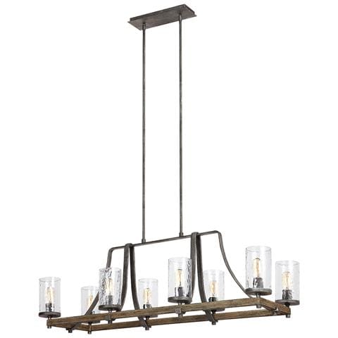 Lampadario Industrial Angelo Acciaio Anticato Metallo Vetro Grigio 8 Luci E27 - Foto 1