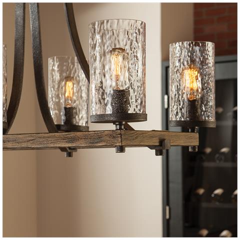 Lampadario Industrial Angelo Acciaio Anticato Metallo Vetro Grigio 8 Luci E27 - Foto 7