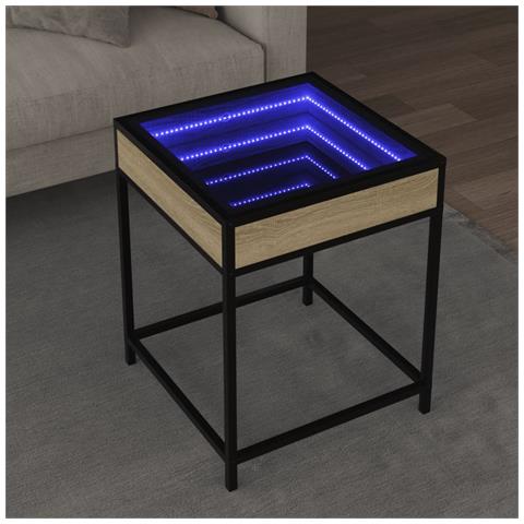 Tavolino Da Salotto Con Led Infinity Rovere Sonoma 40x40x51 Cm - Foto 1
