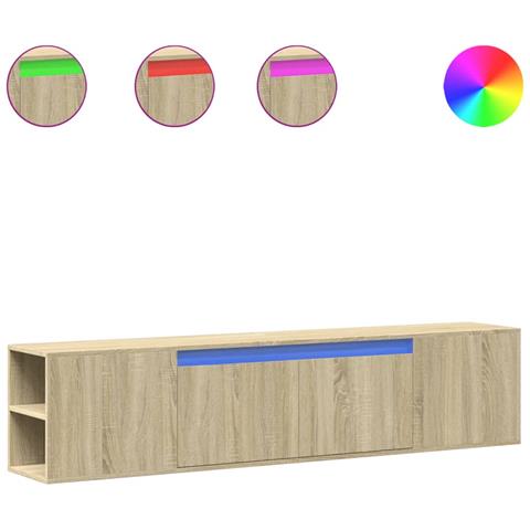 Mobile Tv A Parete Con Led Rovere Sonoma 180x31x39,5 Cm - Foto 2