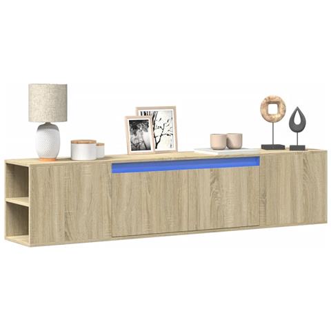 Mobile Tv A Parete Con Led Rovere Sonoma 180x31x39,5 Cm - Foto 1