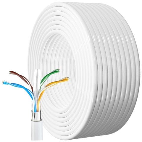 Cavo Lan Ethernet, Bobina Cat 6 Per Interno Ed Esterno Resistente Alle Intemperie Cavo Di Rete Schermato Gigabit Anti-jamming Cavo Internet Bianco (1,5 Metri) - Foto 1