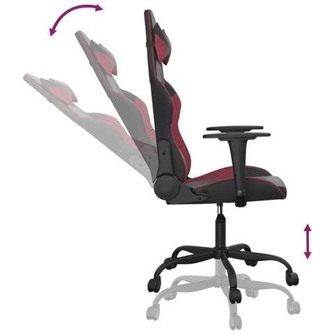 Sedia Gaming Massaggio Nero e Rosso Vino in Similpelle - Foto 2