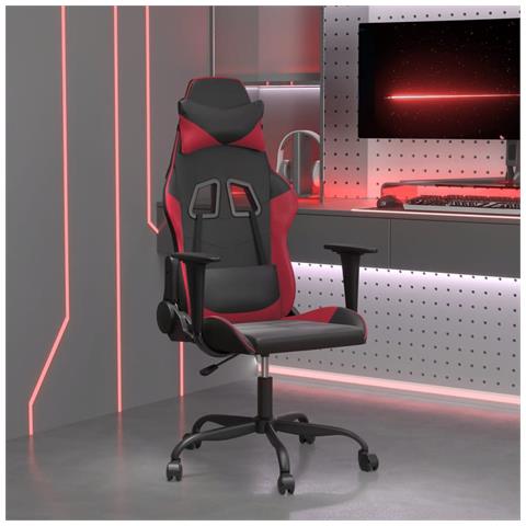 Sedia Gaming Massaggio Nero e Rosso Vino in Similpelle - Foto 10