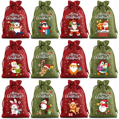 Sacchetti Regalo Di Iuta Di Natale   Confezione Da 12 - Foto 1