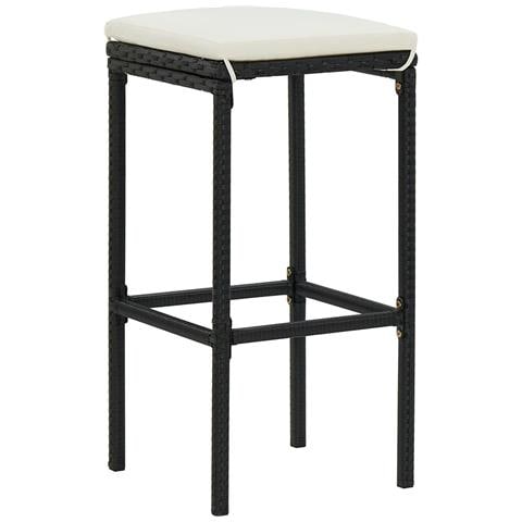 Set Bar da Giardino 3 pz con Cuscini in Polyrattan Nero - Foto 2