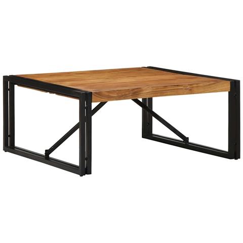 Tavolino Salotto 80x80x35 Cm Legno Massello Di Acacia - Foto 1