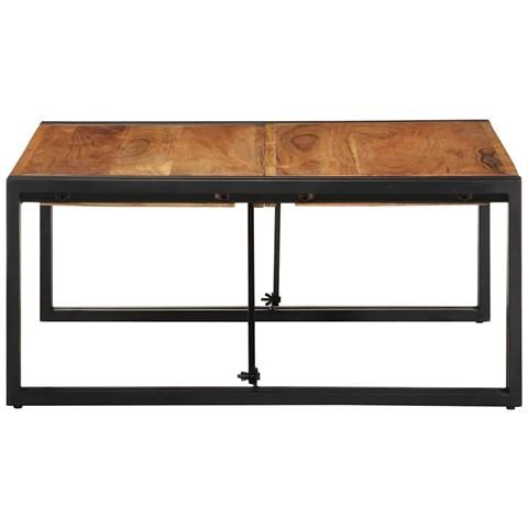 Tavolino Salotto 80x80x35 Cm Legno Massello Di Acacia - Foto 3