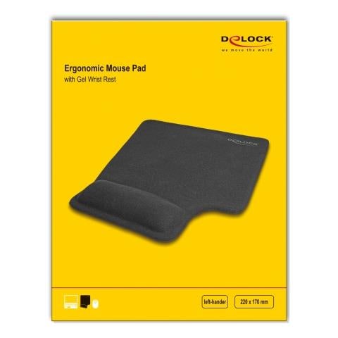 Tappetino mouse ergonomico con poggiapolsi in gel per mancini nero - Foto 4