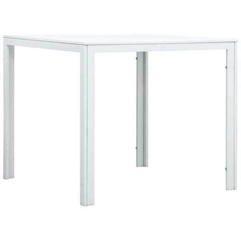 Tavolino Da Salotto Bianco 78x78x74 Cm Hdpe Aspetto Legno - Foto 2