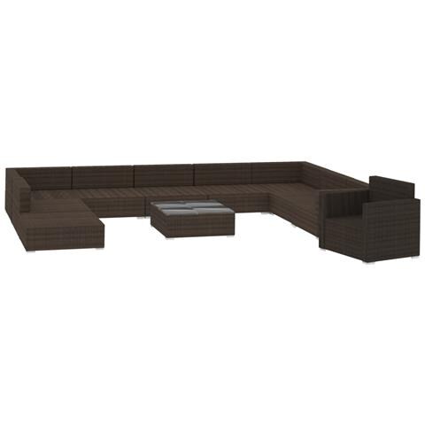 Lusso Casadino -  Set Divani Da Giardino 11 Pz Con Cuscini In Polyrattan Marrone - Foto 2