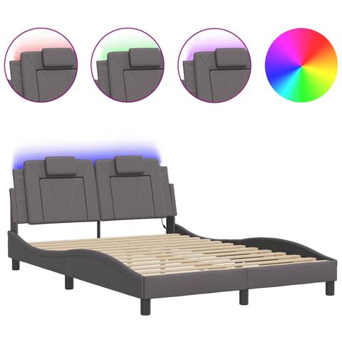 Lusso Casadino - Giroletto Viana Con Led Senza Materasso Grigio 120x200 Cm - Foto 1