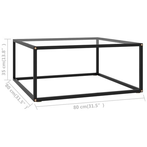 Tavolino Da Salotto Nero Con Vetro Temperato 80x80x35 Cm - Foto 5