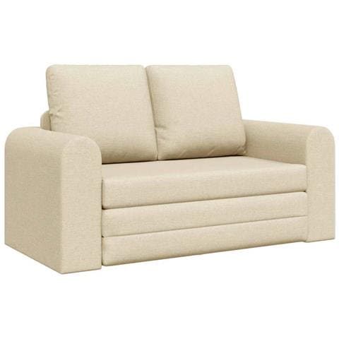 Divano Letto da Terra 2-in-1 Panna 148x71x83 cm Tessuto - Foto 1