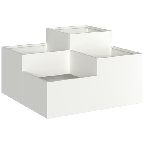 Fioriera da Giardino  100x100x48 cm Acciaio Bianco - Foto 1