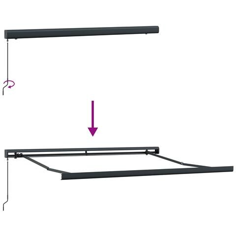 Tenda retrattile manuale nera 350x250 cm, Tenda di ricambio per telaio 3,5x2,5 m nera - Foto 9