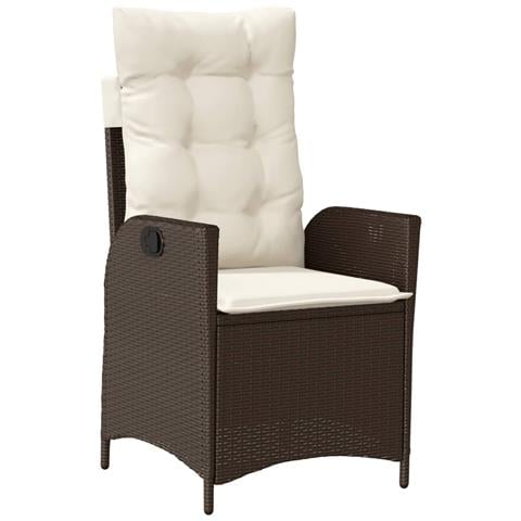 Sedia Reclinabile da Giardino con Cuscini Marrone in Polyrattan - Foto 1