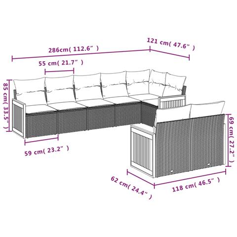 Set Divano da Giardino 8 pz con Cuscini Grigio in Polyrattan - Foto 3