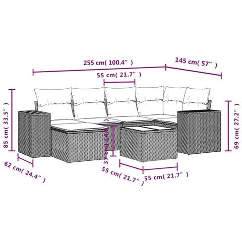 Set Divani da Giardino 7 pz con Cuscini Beige in Polyrattan - Foto 9