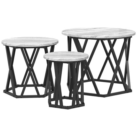 Set di Tavolini Impilabili 3 pcs Grigio Sonoma Legno Ingegnerizzato - Foto 1