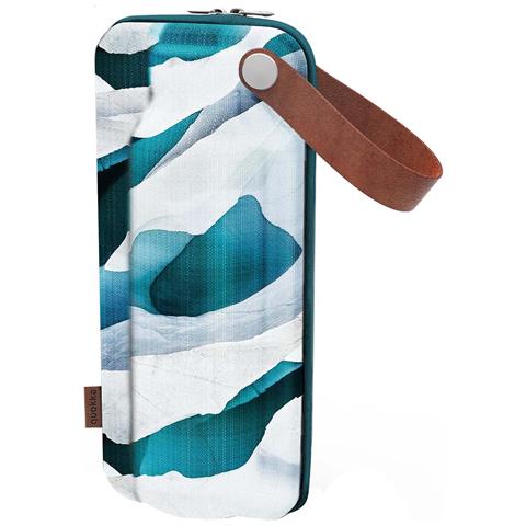 Porta Bottiglia 630ml Protezione Rigida Design Elegante, Bianco / Blu - Foto 5