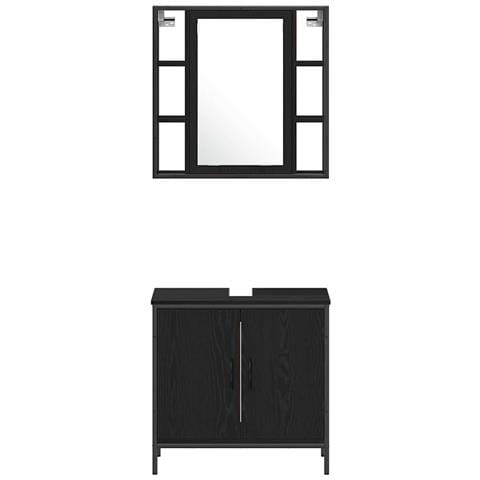 Set di mobili per il bagno 4 pcs Nero 33 x 33 x 185.5 cm - Foto 9