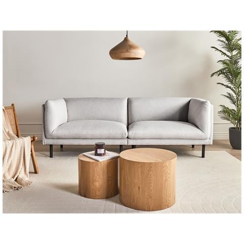 Divano 3 Posti Vorgod Tessuto Grigio Chiaro - Foto 1