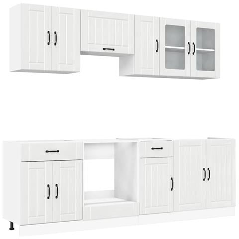 Set Mobili da Cucina 8 pz Lucca Bianchi Lucido in Truciolato - Foto 1