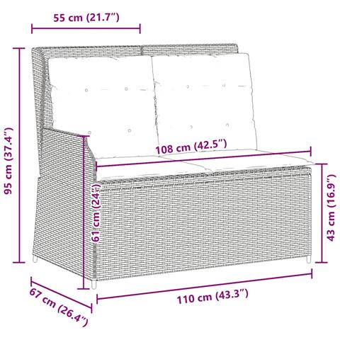 Panca Reclinabile Giardino con Cuscini Grigio Chiaro Polyrattan - Foto 9