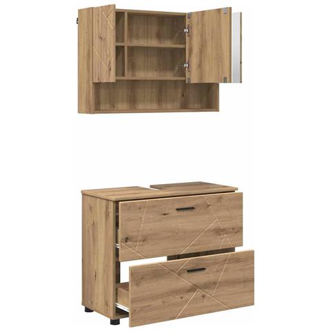 Set di mobili per il bagno con porta 2 pcs rovere artigianale - Foto 1