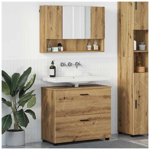 Set di mobili per il bagno con porta 2 pcs rovere artigianale - Foto 2