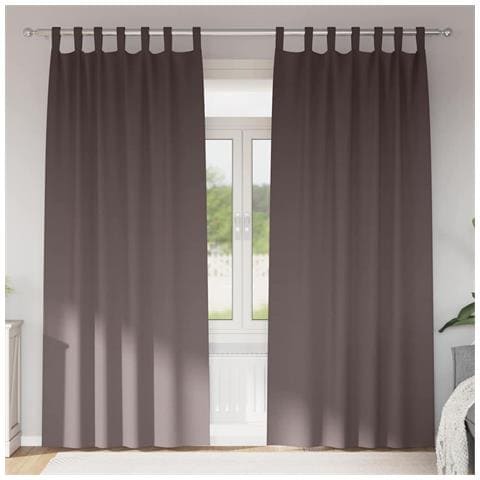 Tende con tende 2 pcs Marrone scuro Poliestere - Foto 2