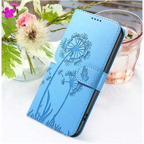 Custodia A Portafoglio Per Iphone 13 / 14 Design Premium Fiori Farfalla, Blu Chiaro - Foto 5