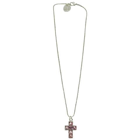 Collana Con Croce2 In Rosa E Argento - Foto 1